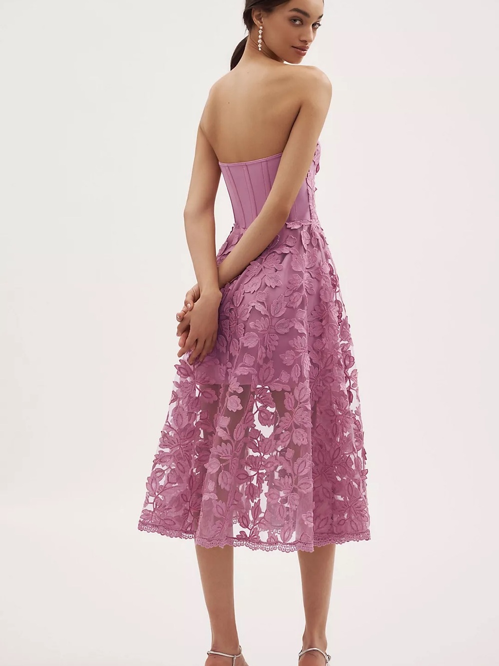 Helsi Florence Strapless Sequin Floral Midi Dress size XS Preloved - Picture 5 of 10